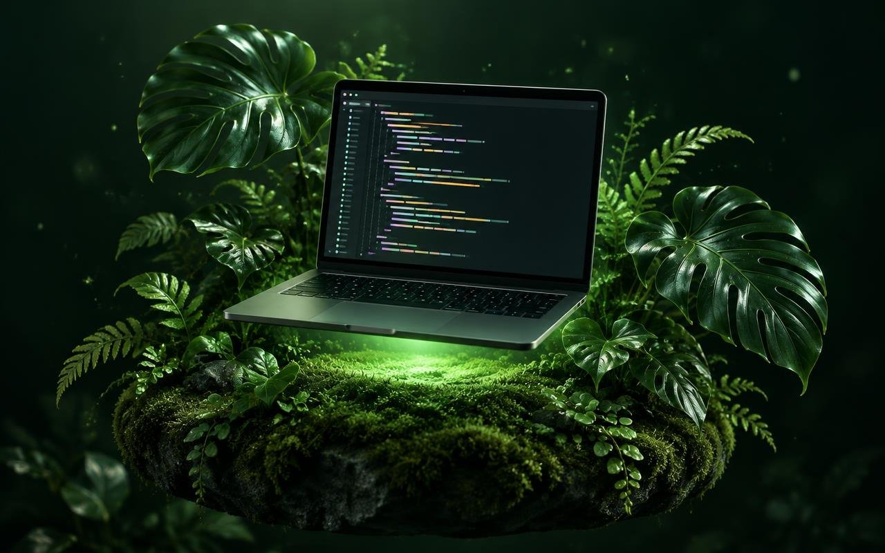 Laptop with a code editor, representing programming and learning